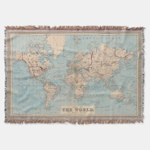 Map of the world on Mercator's projection Throw Blanket
