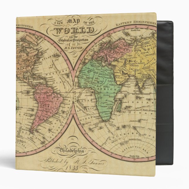 Map Of The World on the Globular Projection Binder (Front/Inside)