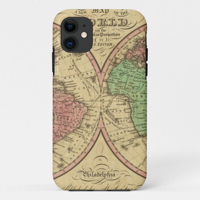 Map Of The World on the Globular Projection Case-Mate iPhone Case (Back)