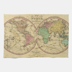 Map Of The World on the Globular Projection Kitchen Towel