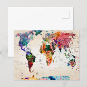 Map of the world postcard
