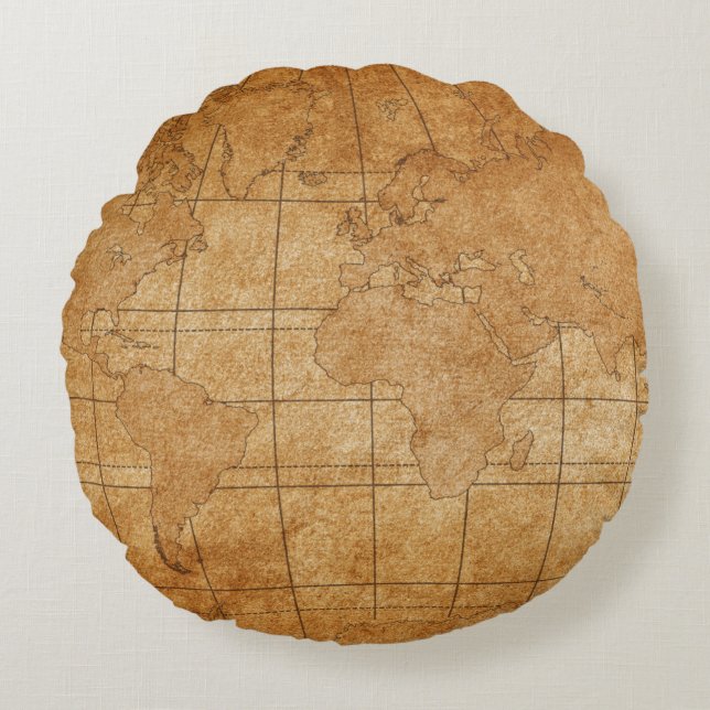 map of the world round pillow (Front)