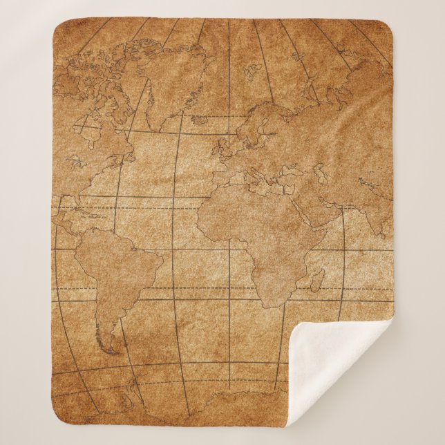 map of the world sherpa blanket (Front)