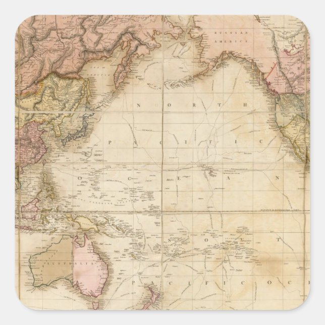 Map of the world square sticker (Front)