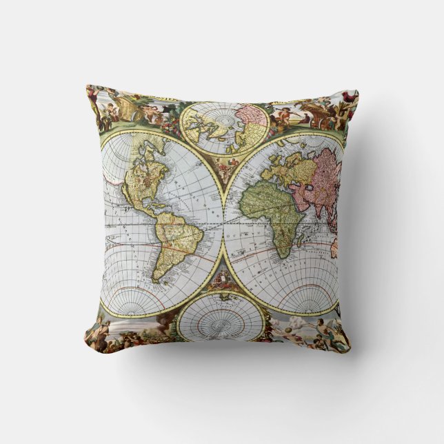 Map of the World Throw Pillow (Front)