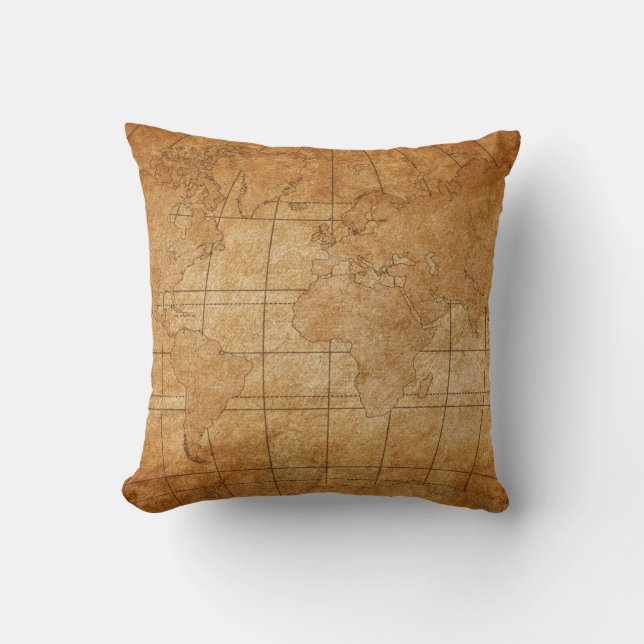 map of the world throw pillow (Front)