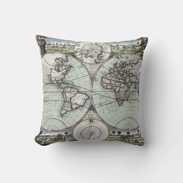 Map of the world throw pillow (Front)
