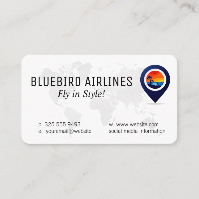 Map of the World | Tropical Island Business Card (Front)