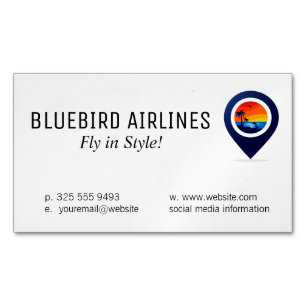 Map of the World   Tropical Island Magnetic Business Card