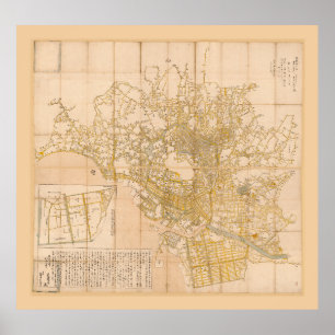 Map of Tokyo, Japan (1676) Poster