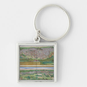 Map of Toledo and Valladolid, from 'Civitates Orbi Keychain