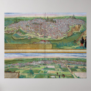 Map of Toledo and Valladolid, from 'Civitates Orbi Poster