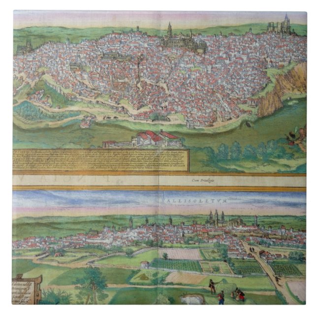 Map of Toledo and Valladolid, from 'Civitates Orbi Tile (Front)