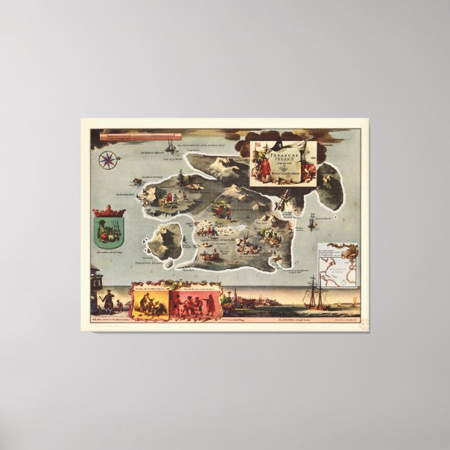 Map of Treasure Island by Robert Louis Stevenson Canvas Print (Front)