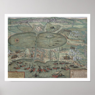 Map of Tunis, from 'Civitates Orbis Terrarum' by G Poster