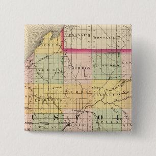 Map of Tuscola County, Michigan 2 Inch Square Button
