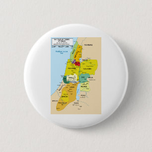 Map of Twelve Tribes of Israel from 1200 to 1050 2 Inch Round Button