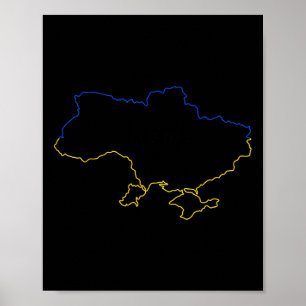 Map Of Ukraine With Blue And Yellow Colors Ukraini Poster