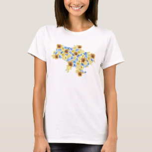 Map of Ukraine with colorful sunflowers. Ukraine T-Shirt