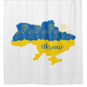 Map of Ukraine with sunflower and Ukrainian flag