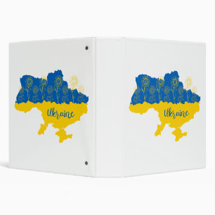 Map of Ukraine with sunflower and Ukrainian flag Binder