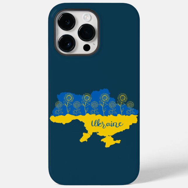 Map of Ukraine with sunflower and Ukrainian flag Case-Mate iPhone Case (Back)