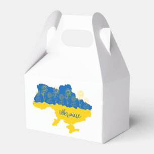 Map of Ukraine with sunflower and Ukrainian flag Favor Box