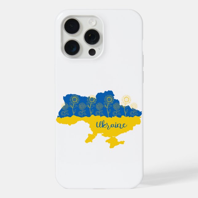 Map of Ukraine with sunflower and Ukrainian flag iPhone Case (Back)