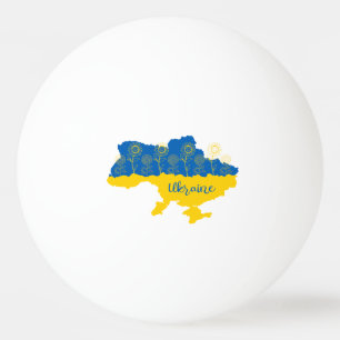 Map of Ukraine with sunflower and Ukrainian flag Ping Pong Ball
