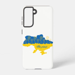 Map of Ukraine with sunflower and Ukrainian flag Samsung Galaxy Case