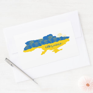 Map of Ukraine with sunflower and Ukrainian flag Sticker