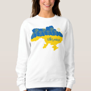 Map of Ukraine with sunflower and Ukrainian flag Sweatshirt