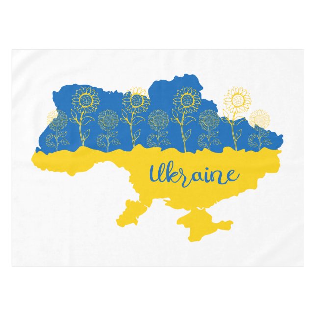 Map of Ukraine with sunflower and Ukrainian flag Tablecloth (Front (Horizontal))