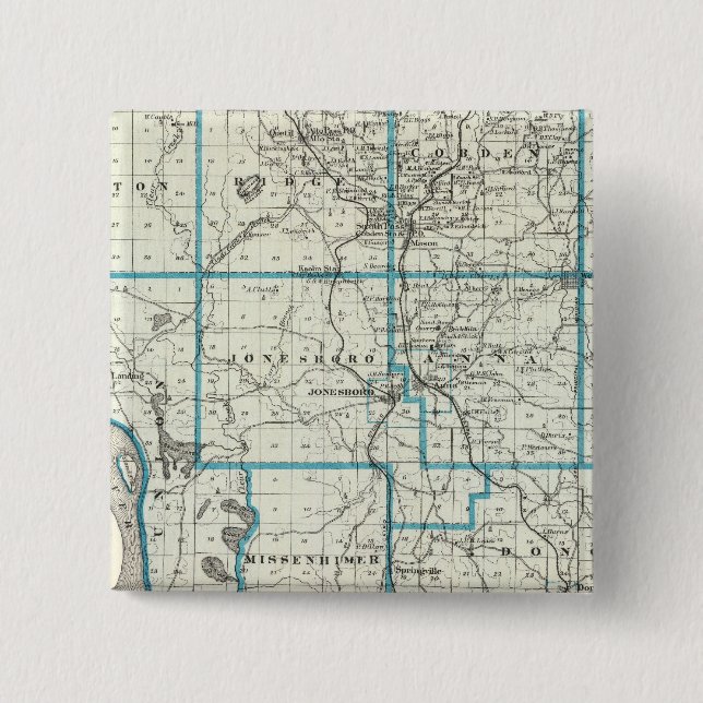 Map of Union County 2 Inch Square Button (Front)