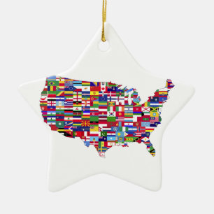 Map of United States Ceramic Ornament