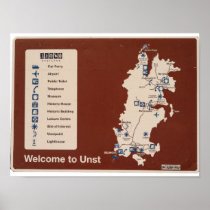 Map of Unst, Shetland Isles Ireland Poster