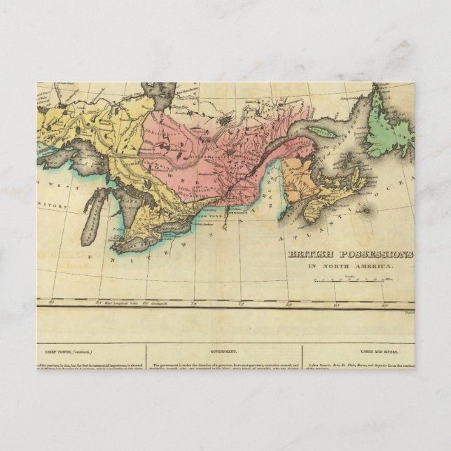 Map Of Upper And Lower Canada Postcard (Front)