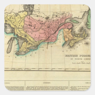 Map Of Upper And Lower Canada Square Sticker