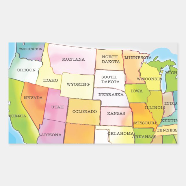 Map of USA States Sticker (Front)