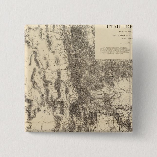 Map of Utah Territory 2 Inch Square Button (Front)