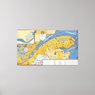 Map of Vacanes, Quebec, Gaspesie (Canada) Canvas Print