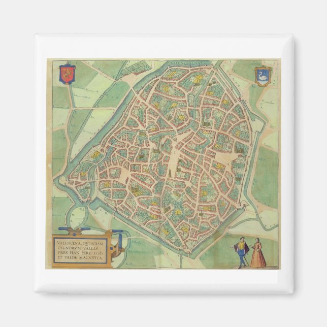 Map of Valencia, from 'Civitates Orbis Terrarum' b Magnet (Front)