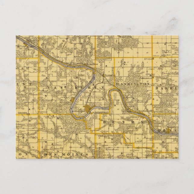 Map of Van Buren County, State of Iowa Postcard (Front)