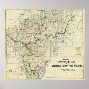 Map of Venango County Oil Regions Poster