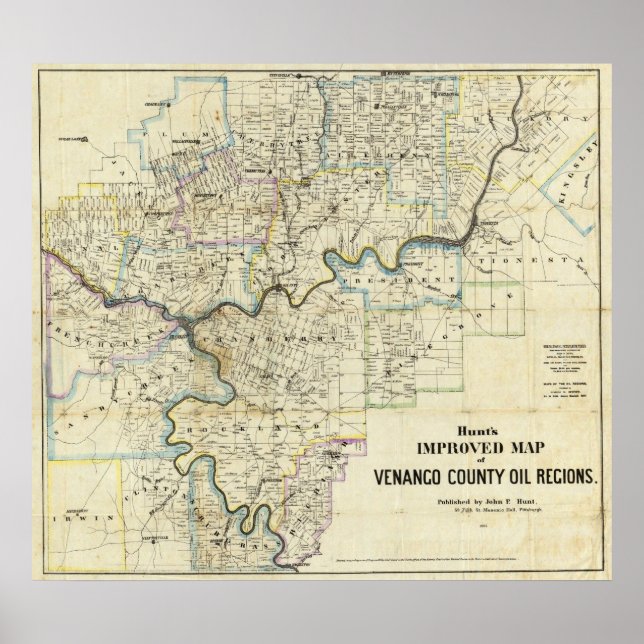 Map of Venango County Oil Regions Poster (Front)