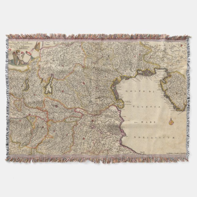 Map of Venice Region, Italy Throw Blanket (Front)