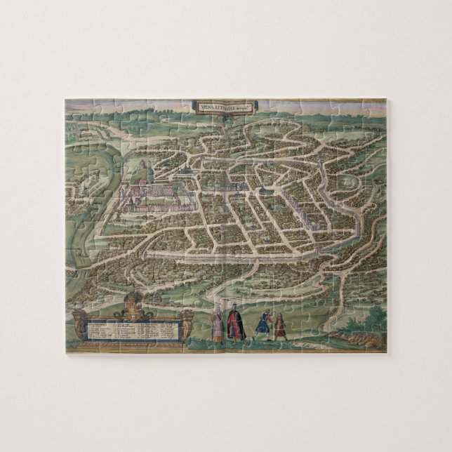 Map of Vilnius, Lithuania, from 'Civitates Orbis T Jigsaw Puzzle (Horizontal)
