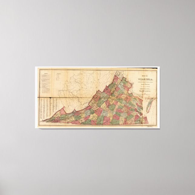 Map of Virginia (1871) Canvas Print (Front)