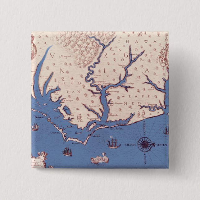 Map of Virginia 2 Inch Square Button (Front)