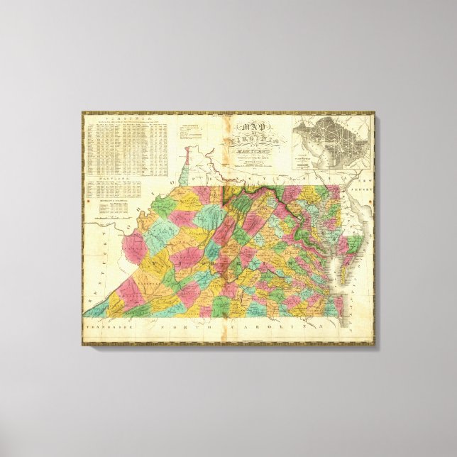 Map of Virginia and Maryland Canvas Print (Front)